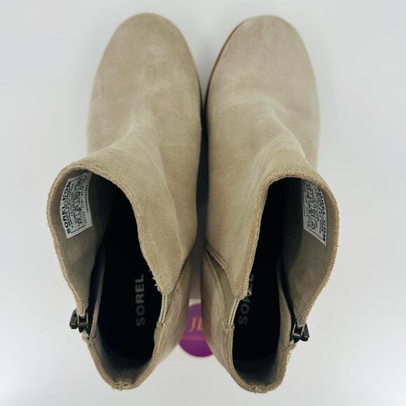 Sorel Womens Joan Of Arctic Wedge II Zip Soft Taupe Suede Ankle Booties Size 8.5 - Picture 9 of 11